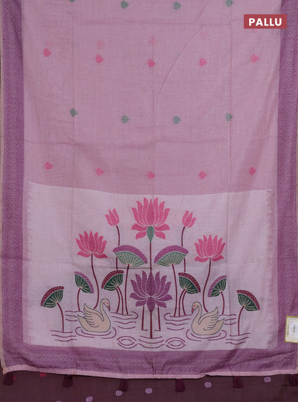 Jamdhani cotton saree lavender and purple with thread woven buttas and jamdhani pallu