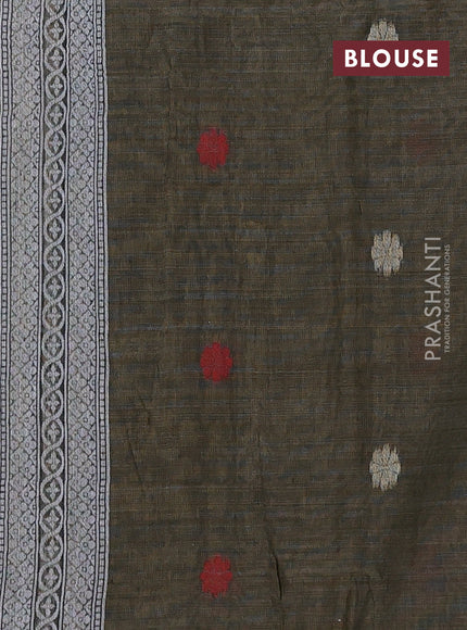 Jamdhani cotton saree beige and black with thread woven buttas and jamdhani pallu