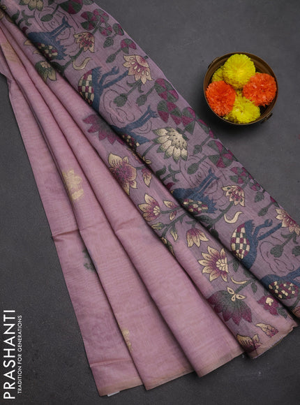 Jamdhani cotton saree lavender and purple with thread woven buttas and jamdhani pallu