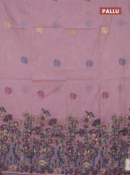 Jamdhani cotton saree lavender and purple with thread woven buttas and jamdhani pallu