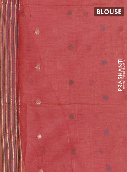 Jamdhani cotton saree pale yellow and pink with thread woven buttas and jamdhani pallu