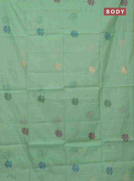 Jamdhani cotton saree pista green and purple with thread woven buttas and jamdhani pallu