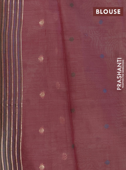 Jamdhani cotton saree pista green and purple with thread woven buttas and jamdhani pallu
