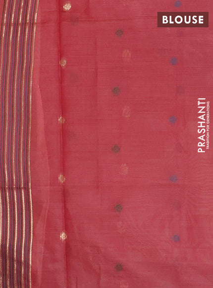 Jamdhani cotton saree peach shade and pink with thread woven buttas and jamdhani pallu