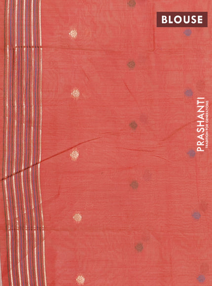 Jamdhani cotton saree beige and red with thread woven buttas and jamdhani pallu