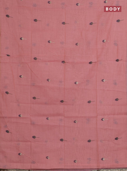 Jamdhani cotton saree peach shade and purple with allover thread & zari woven buttas and pichwai pallu