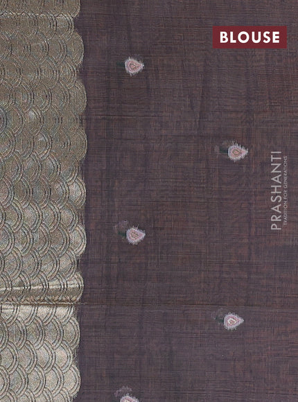Jamdhani cotton saree peach shade and purple with allover thread & zari woven buttas and pichwai pallu
