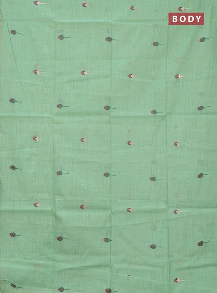 Jamdhani cotton saree pista green and purple with allover thread & zari woven buttas and pichwai pallu