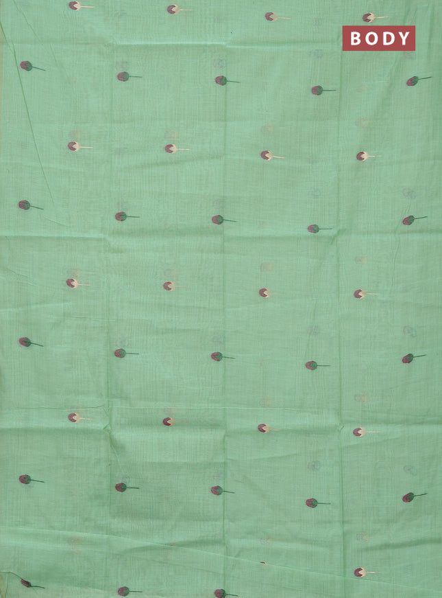 Jamdhani cotton saree pista green and purple with allover thread & zari woven buttas and pichwai pallu