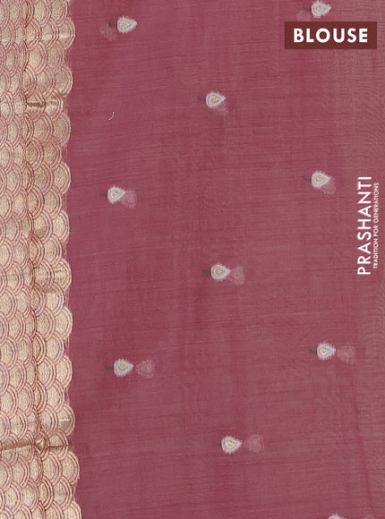 Jamdhani cotton saree pista green and purple with allover thread & zari woven buttas and pichwai pallu