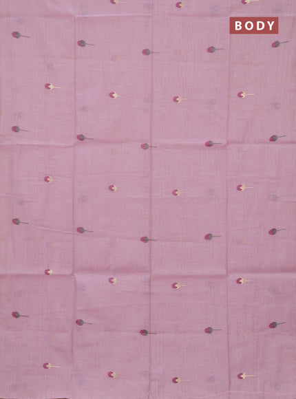 Jamdhani cotton saree pastel pink and purple with allover thread & zari woven buttas and pichwai pallu