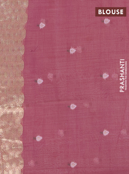 Jamdhani cotton saree pastel pink and purple with allover thread & zari woven buttas and pichwai pallu