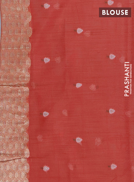Jamdhani cotton saree teal blue and red with allover thread & zari woven buttas and pichwai pallu