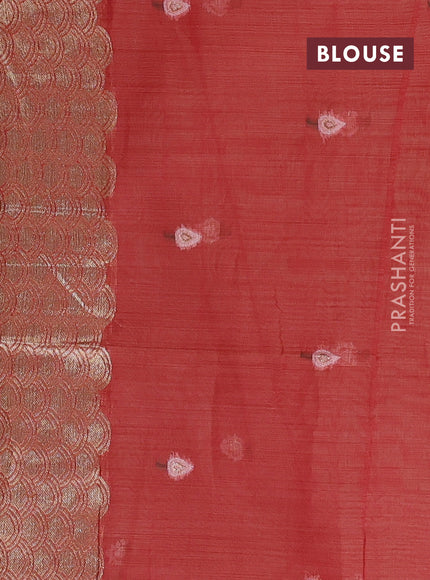 Jamdhani cotton saree peach orange and red with allover thread & zari woven buttas and pichwai pallu