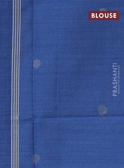Jamdhani cotton saree indigo blue with thread woven buttas and zari woven border
