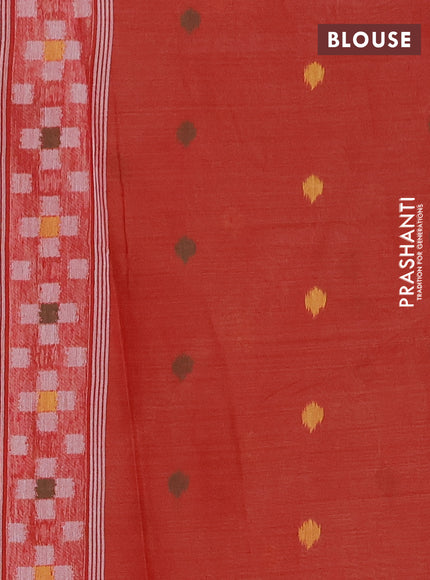 Jamdhani cotton saree beige and red with thread woven buttas and jamdhani pallu