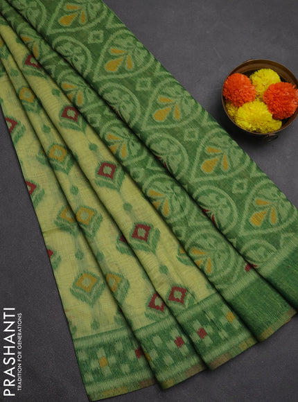 Jamdhani cotton saree pista green and green with thread woven buttas and jamdhani pallu