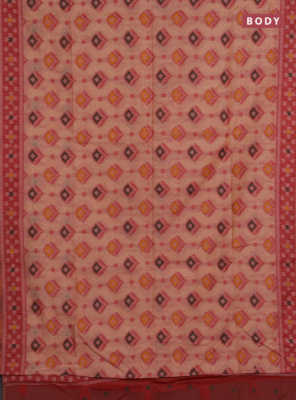 Jamdhani cotton saree peach shade and red with thread woven buttas and jamdhani pallu