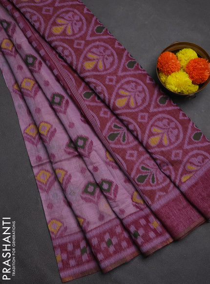Jamdhani cotton saree lavender and purple with thread woven buttas and jamdhani pallu