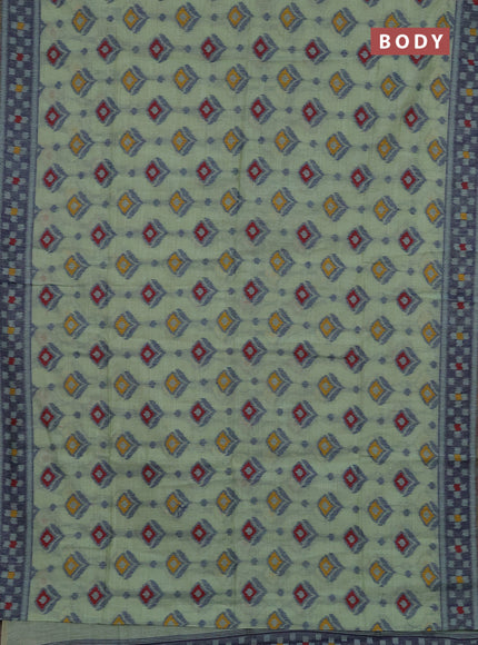 Jamdhani cotton saree teal blue and navy blue with thread woven buttas and jamdhani pallu