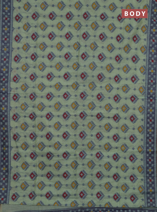 Jamdhani cotton saree teal blue and navy blue with thread woven buttas and jamdhani pallu