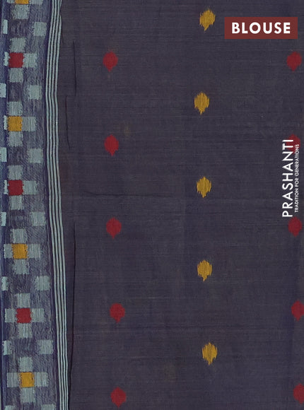 Jamdhani cotton saree teal blue and navy blue with thread woven buttas and jamdhani pallu