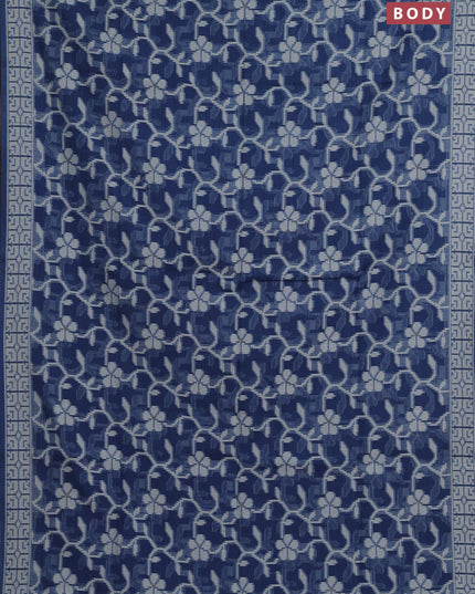 Jamdhani cotton saree indigo blue with allover thread weaves and thread woven border