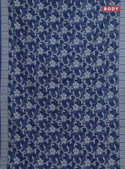 Jamdhani cotton saree indigo blue with allover thread weaves and thread woven border