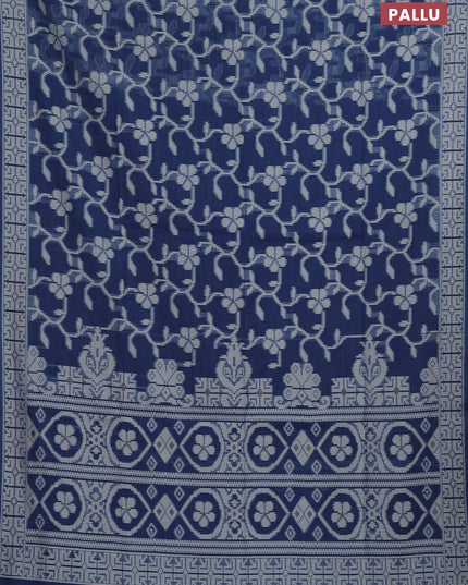 Jamdhani cotton saree indigo blue with allover thread weaves and thread woven border