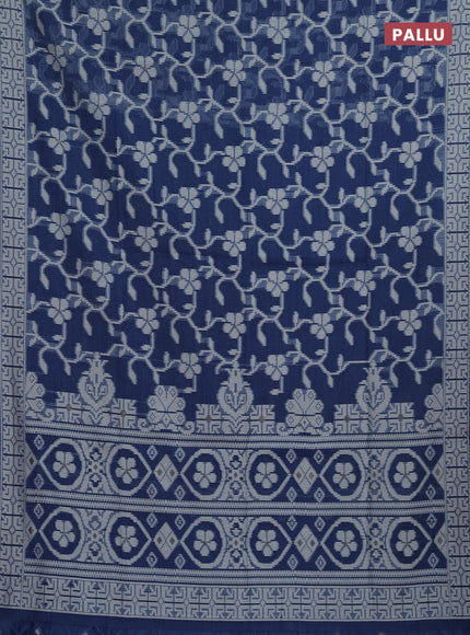 Jamdhani cotton saree indigo blue with allover thread weaves and thread woven border