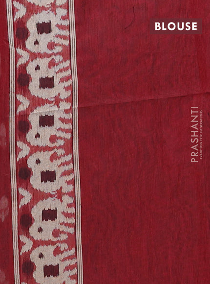 Jamdhani cotton saree black and maroon with ikat thread woven buttas and jamdhani pallu