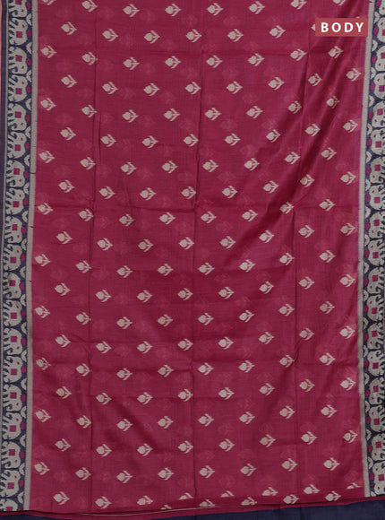 Jamdhani cotton saree pink and navy blue with ikat thread woven buttas and jamdhani pallu