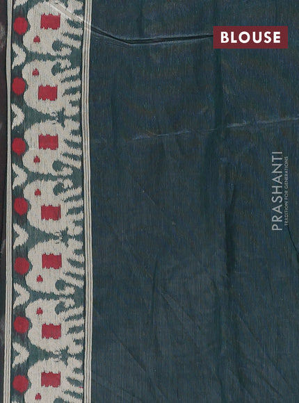 Jamdhani cotton saree maroon and bottle green with ikat thread woven buttas and jamdhani pallu