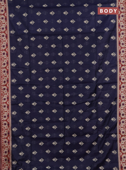Jamdhani cotton saree navy blue and maroon with ikat thread woven buttas and jamdhani pallu