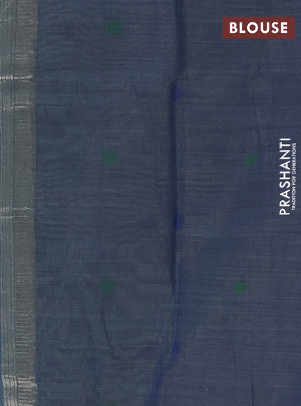 Jamdhani cotton saree teal green and navy blue with thread woven buttas and pichwai pallu