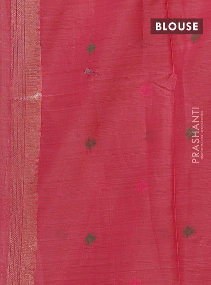 Jamdhani cotton saree peach shade and pink with thread woven buttas and pichwai pallu