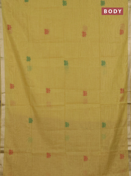 Jamdhani cotton saree yellow and red with thread woven buttas and pichwai pallu