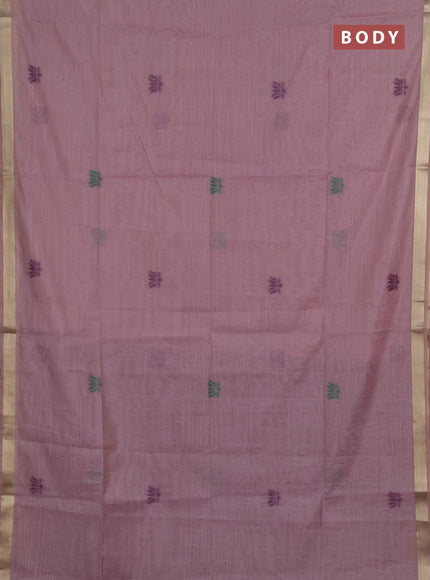 Jamdhani cotton saree lavender and purple with thread woven buttas and pichwai pallu