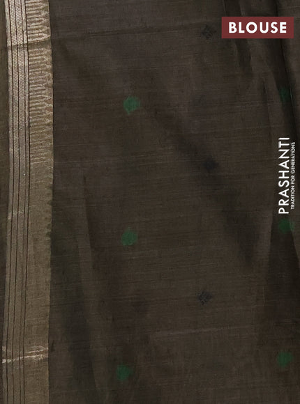 Jamdhani cotton saree beige and black with thread woven buttas and pichwai pallu