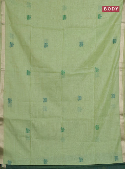 Jamdhani cotton saree pista green and green with thread woven buttas and pichwai pallu