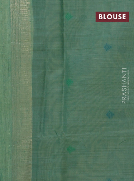 Jamdhani cotton saree pista green and green with thread woven buttas and pichwai pallu