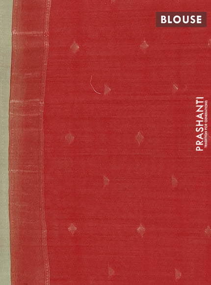 Jamdhani cotton saree pista green and red with thread woven buttas and jamdhani pallu