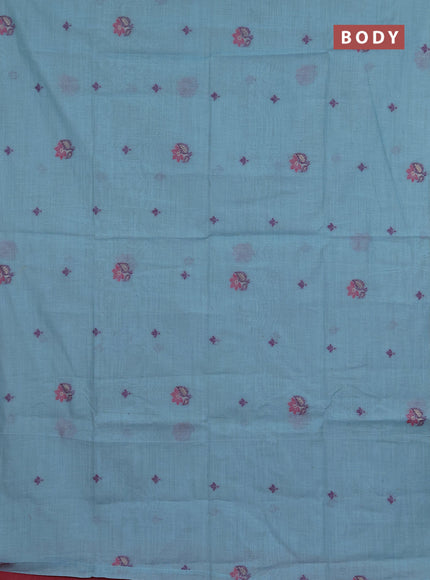 Jamdhani cotton saree pastel blue and pink with thread woven buttas and jamdhani pallu