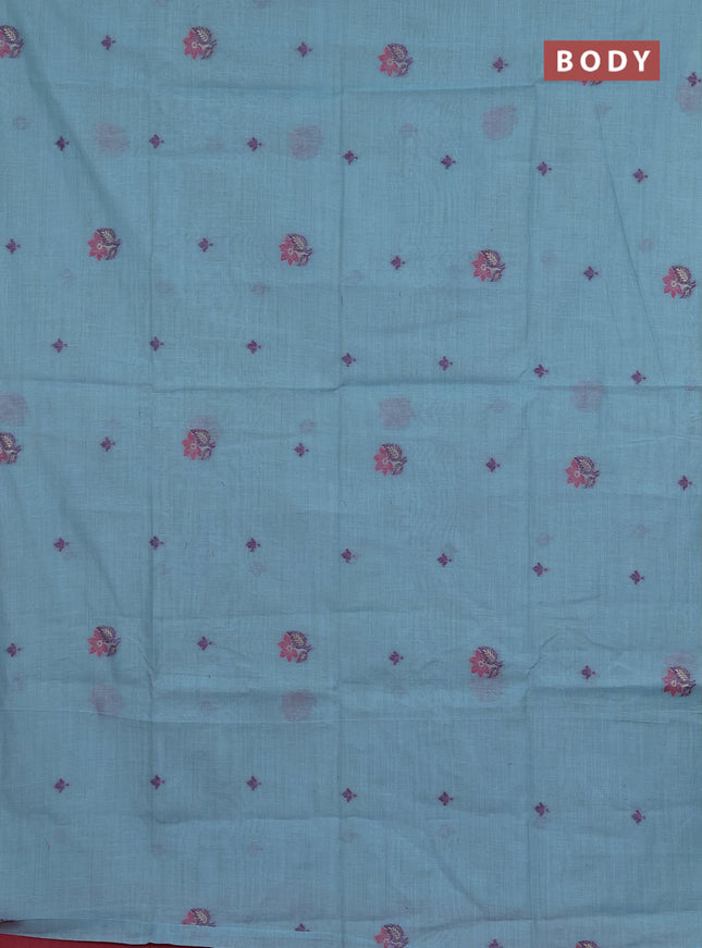 Jamdhani cotton saree pastel blue and pink with thread woven buttas and jamdhani pallu