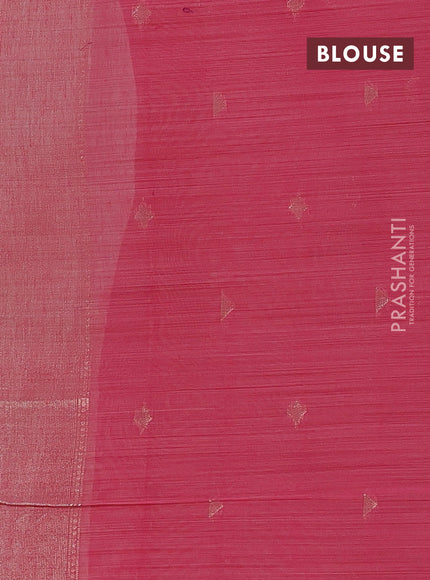 Jamdhani cotton saree beige and pink with thread woven buttas and jamdhani pallu
