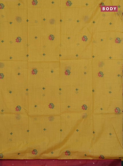 Jamdhani cotton saree yellow and green with thread woven buttas and jamdhani pallu