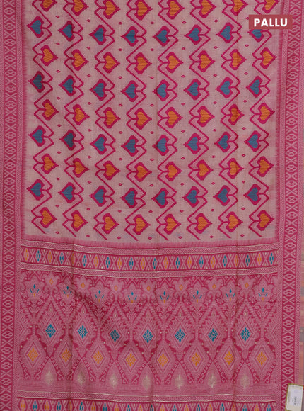 Jamdhani cotton saree peach shade and pink with allover thread weaves and jamdhani pallu