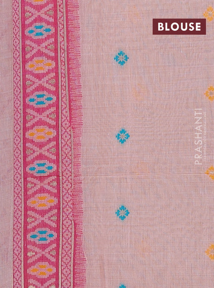 Jamdhani cotton saree peach shade and pink with allover thread weaves and jamdhani pallu