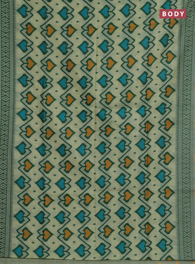 Jamdhani cotton saree pista green and green with allover thread weaves and jamdhani pallu