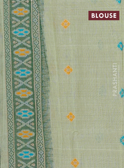 Jamdhani cotton saree pista green and green with allover thread weaves and jamdhani pallu